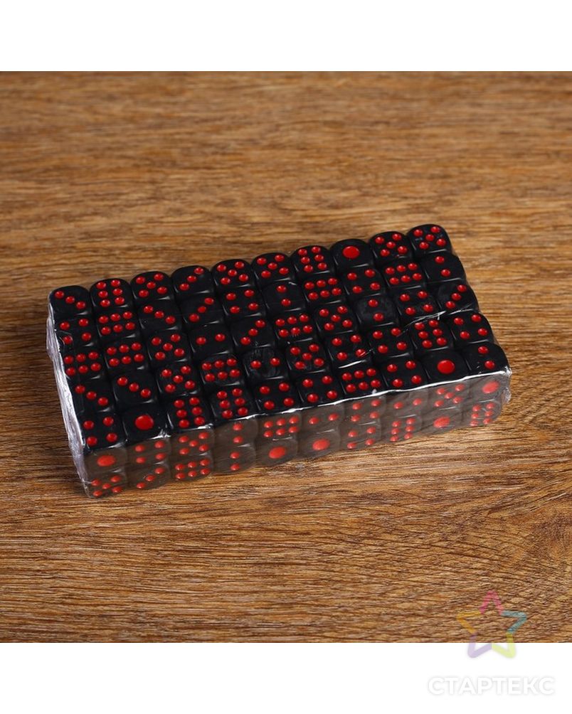 Кости игральные 1.4х1.4 см, чёрные, красные точки, фасовка 100 шт арт. СМЛ-54538-1-СМЛ0002996885 2