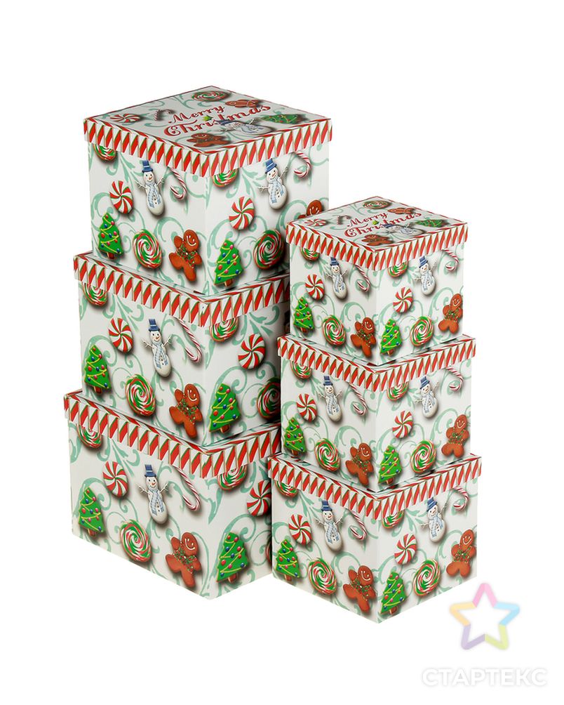 Набор коробок 6в1 "Рождество", 24,5 х 24,5 х 18 - 15 х 15 х 13 см арт. СМЛ-154737-1-СМЛ0002998298 1