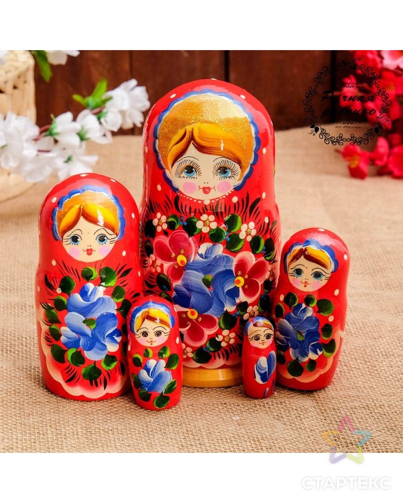 Матрёшка «Авдосья», красное платье, 5 кукольная, 18 см арт. СМЛ-120579-1-СМЛ0003004121 1