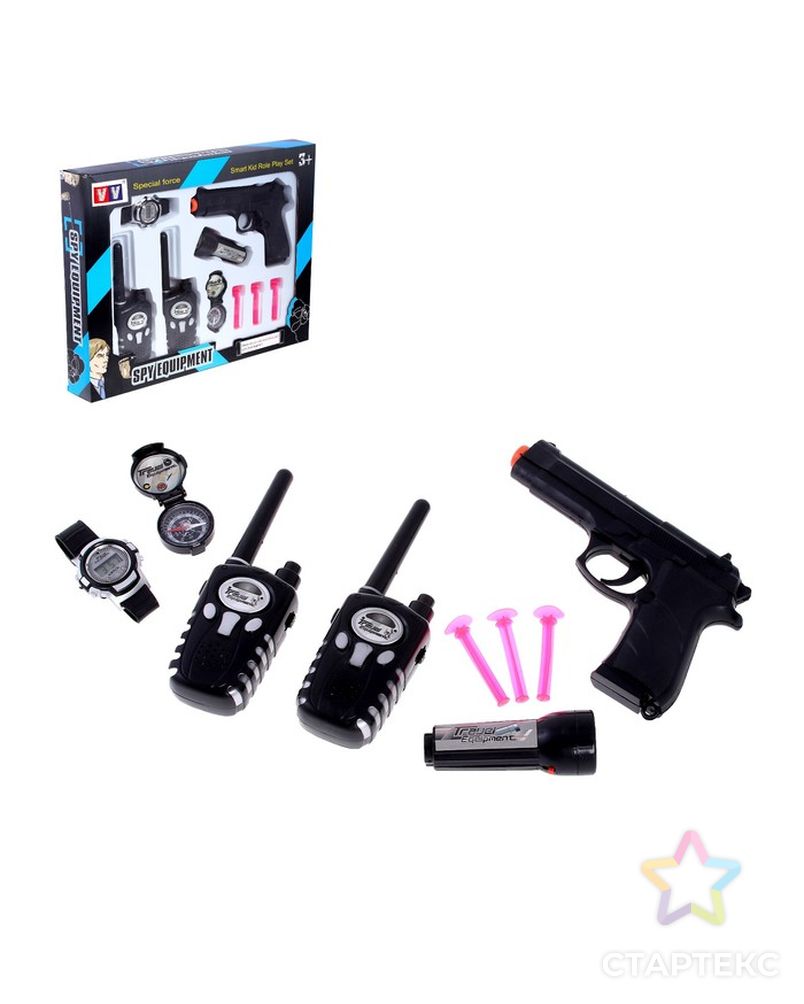 Набор шпиона «Спецагент»: 2 рации, пистолет, часы, фонарик, компас арт. СМЛ-55486-1-СМЛ0003014967 1