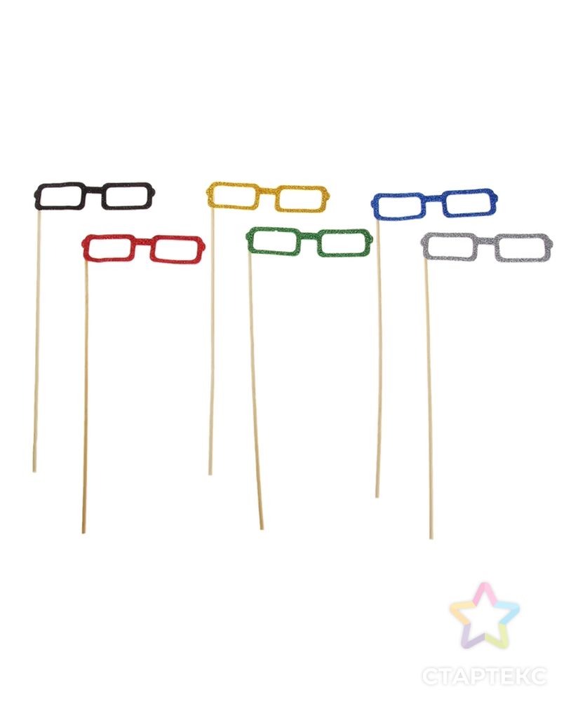 Аксессуары для фотосессии «Квадратные очки», на палочке, цвета МИКС арт. СМЛ-46187-1-СМЛ0000301826