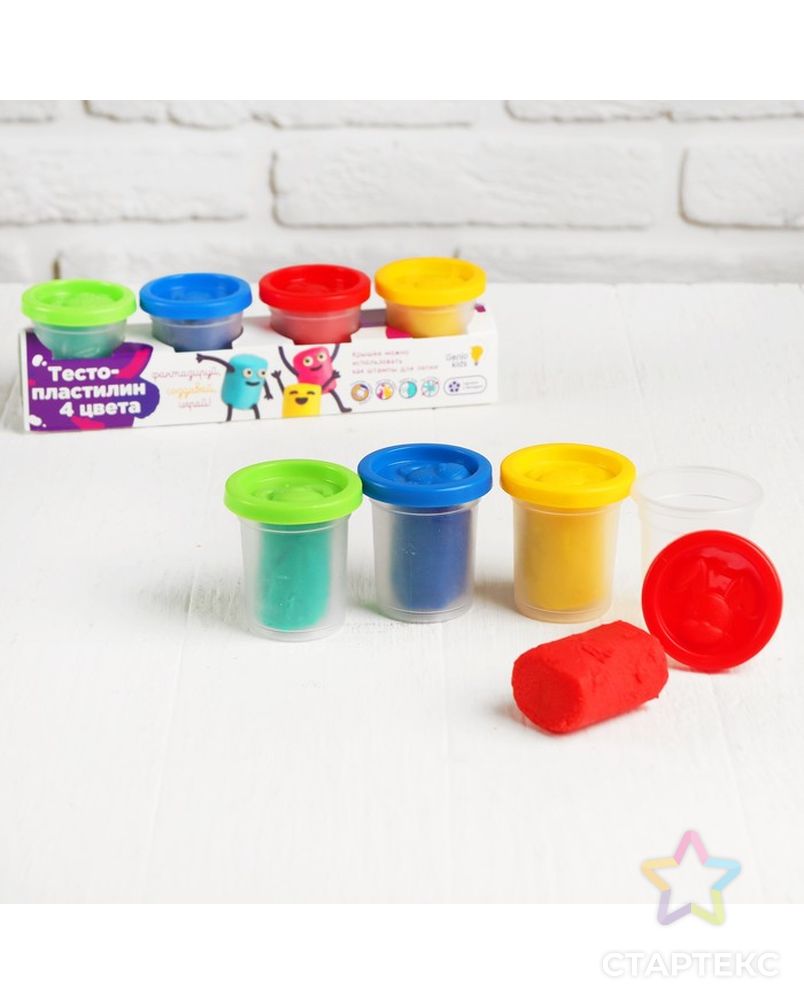 Набор для детского творчества «Тесто-пластилин, 4 цвета» арт. СМЛ-150606-1-СМЛ0003025525 2