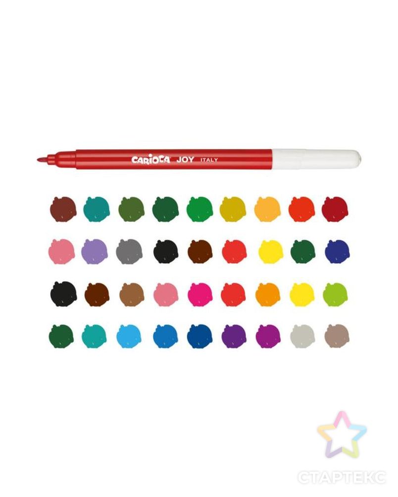 Фломастеры 30 цветов Carioca "Joy" 2.6 мм, набор 60 штук, смываемые, картон, чемоданчик с ручкой арт. СМЛ-173850-1-СМЛ0003044805 3