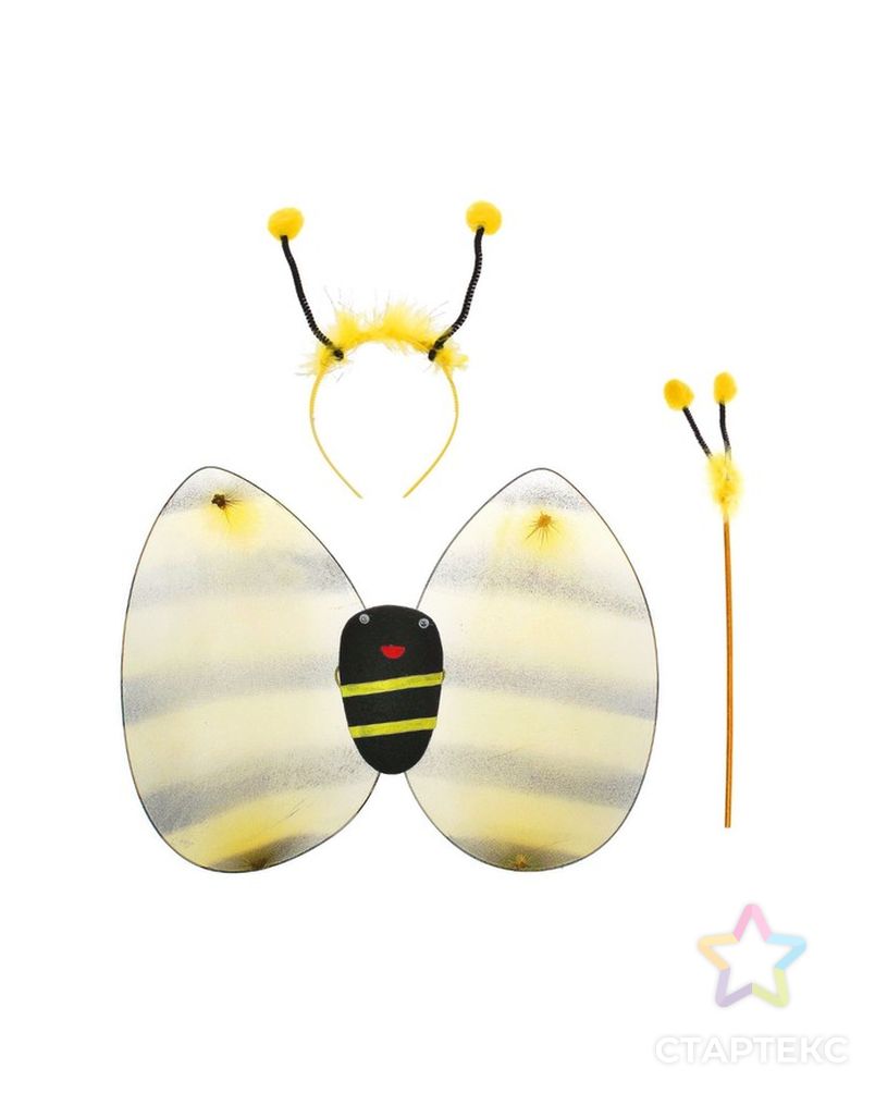 Карнавальный набор "Пчёлка", 3 предмета: крылья, палочка, ободок, 3-5 лет арт. СМЛ-105549-1-СМЛ0000305049 3