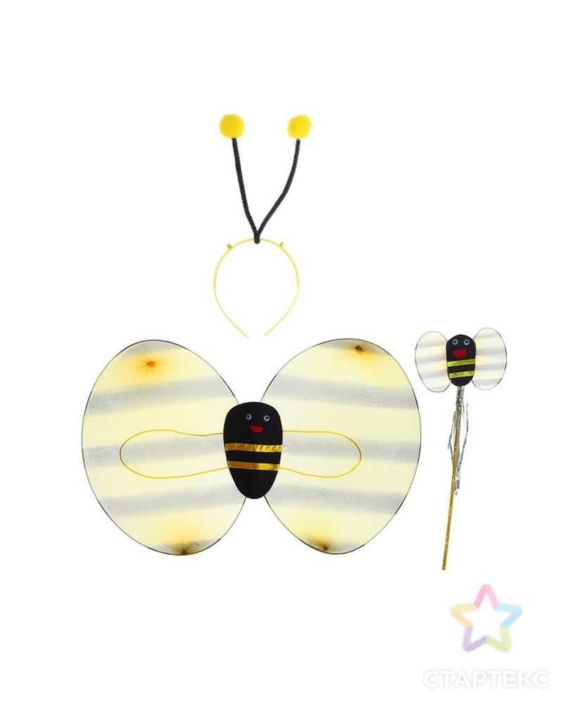 Карнавальный набор "Пчёлка", 3 предмета: крылья, палочка, ободок, 3-5 лет арт. СМЛ-105549-1-СМЛ0000305049 4