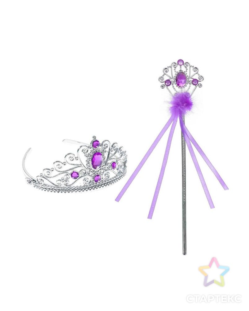 Карнавальный набор "Принцесса" 2 предмета: корона, жезл с камнями, цвет фиолетовый арт. СМЛ-120723-1-СМЛ0003053494 1