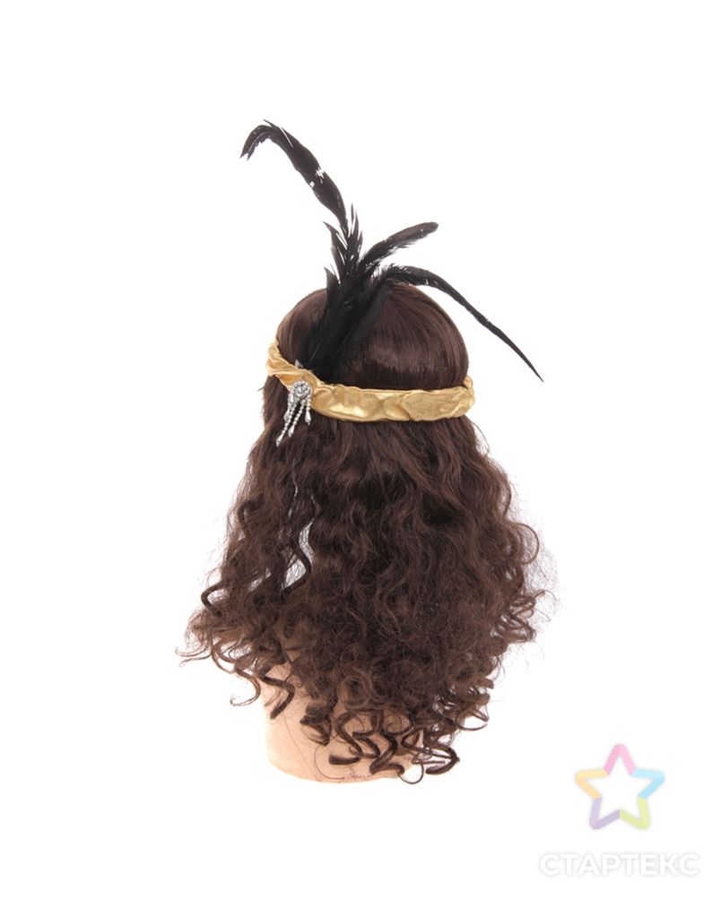 Карнавальная повязка на голову, с перьями, цвет золотой арт. СМЛ-100723-1-СМЛ0000305747 2