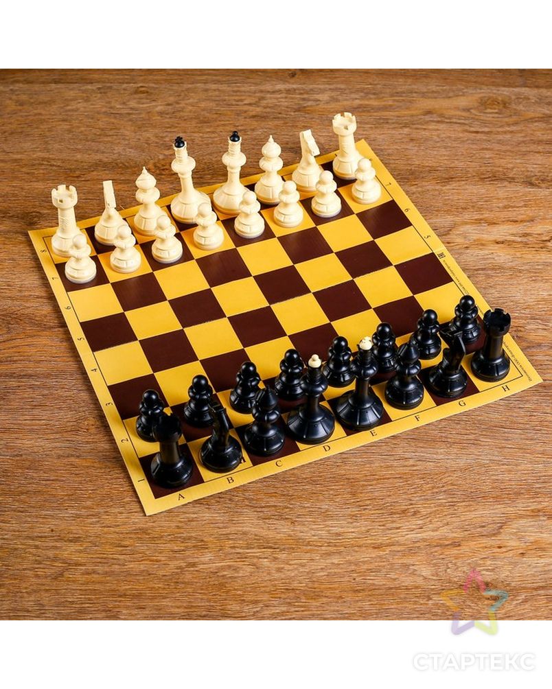 Шахматы "Русские игры" (доска из микрогофры 40х40 см, фигуры пластик, король h=10.2 см) арт. СМЛ-52217-1-СМЛ0003091518 1