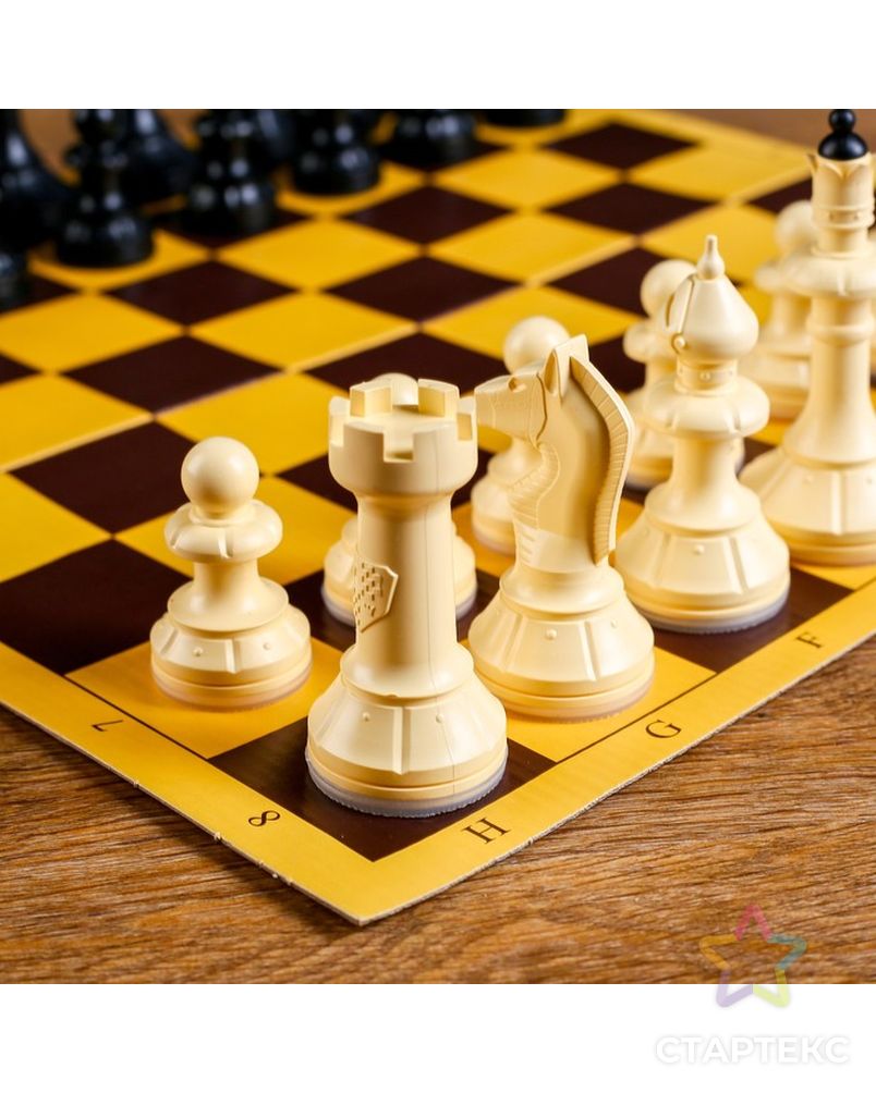 Шахматы "Русские игры" (доска из микрогофры 40х40 см, фигуры пластик, король h=10.2 см) арт. СМЛ-52217-1-СМЛ0003091518 3