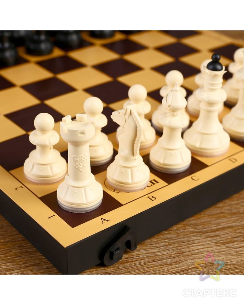 Настольная игра 2 в 1 "Семейная": шахматы обиходные, шашки (доска пластик 30х30 см) арт. СМЛ-52219-1-СМЛ0003091529 3