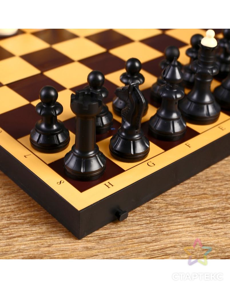 Настольная игра 2 в 1 "Семейная": шахматы обиходные, шашки (доска пластик 30х30 см) арт. СМЛ-52219-1-СМЛ0003091529 4