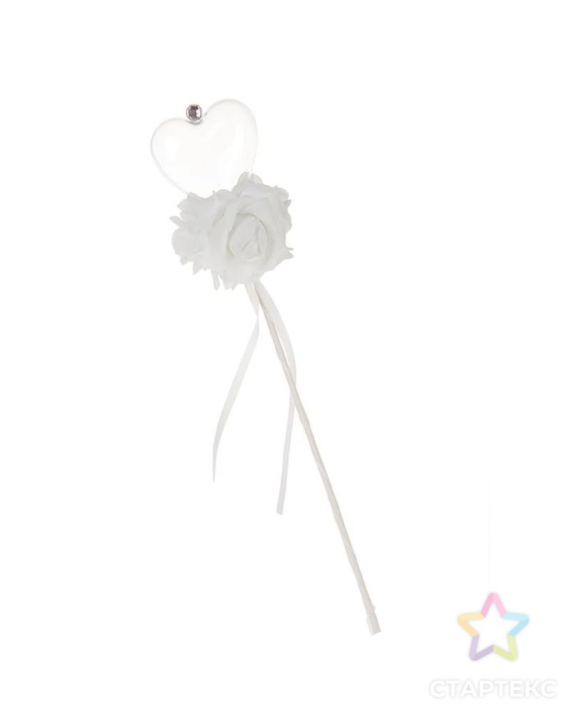 Цветок на палочке, для букетов, с сердечком, цвет белый арт. СМЛ-102900-1-СМЛ0000309818 2