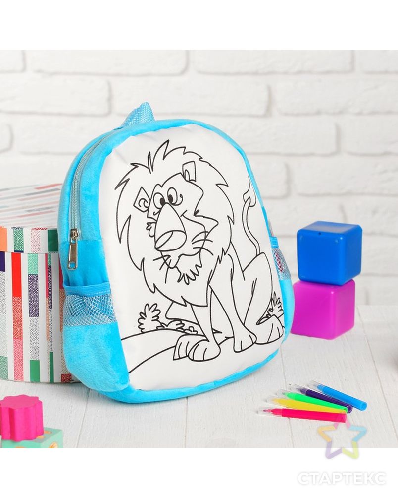 Рюкзак с рисунком под роспись «Енот» + фломастеры 5 цветов, цвета МИКС арт. СМЛ-100676-6-СМЛ0003099230 7