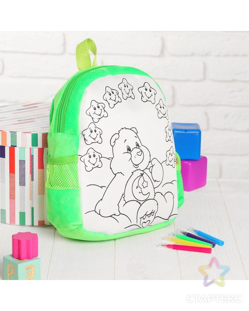 Рюкзак с рисунком под роспись «Енот» + фломастеры 5 цветов, цвета МИКС арт. СМЛ-100676-4-СМЛ0003099232 1