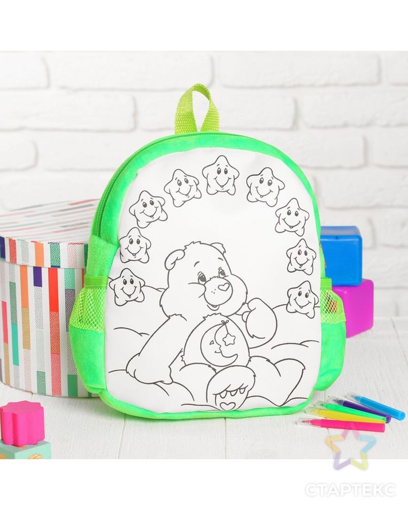 Рюкзак с рисунком под роспись «Енот» + фломастеры 5 цветов, цвета МИКС арт. СМЛ-100676-4-СМЛ0003099232 2