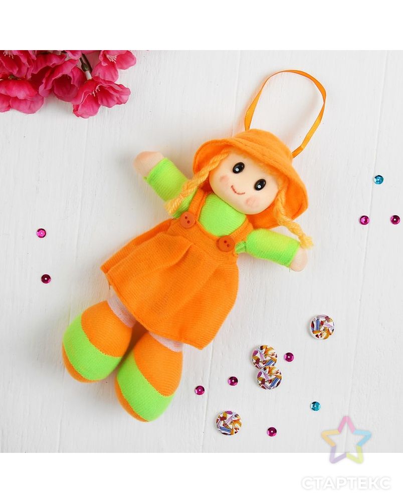 Мягкая игрушка «Кукла с хвостиками», в сарафане, полосатой кофте, цвета МИКС арт. СМЛ-120415-1-СМЛ0000311469 2