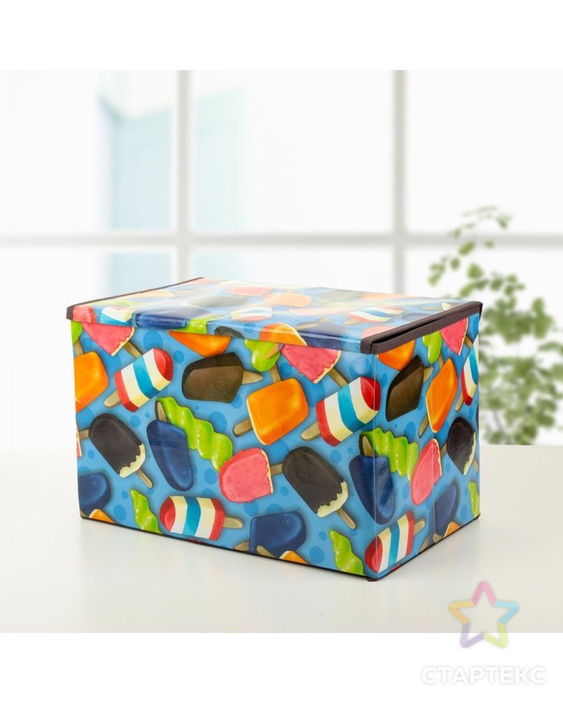 Короб для хранения с крышкой 38×25×23 см "Эскимо", цвет синий арт. СМЛ-97937-1-СМЛ0003121647 3
