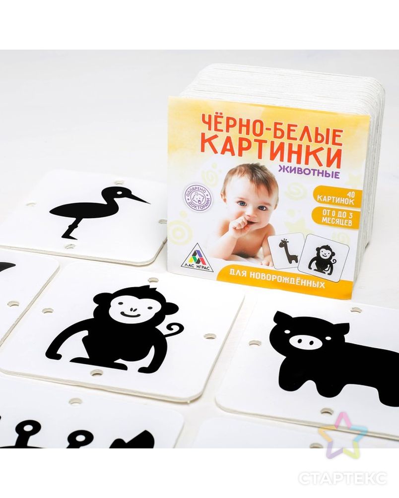 Игра развивающая для новорожденых «Черно-белые картинки. Животные» арт. СМЛ-125458-1-СМЛ0003130003 1