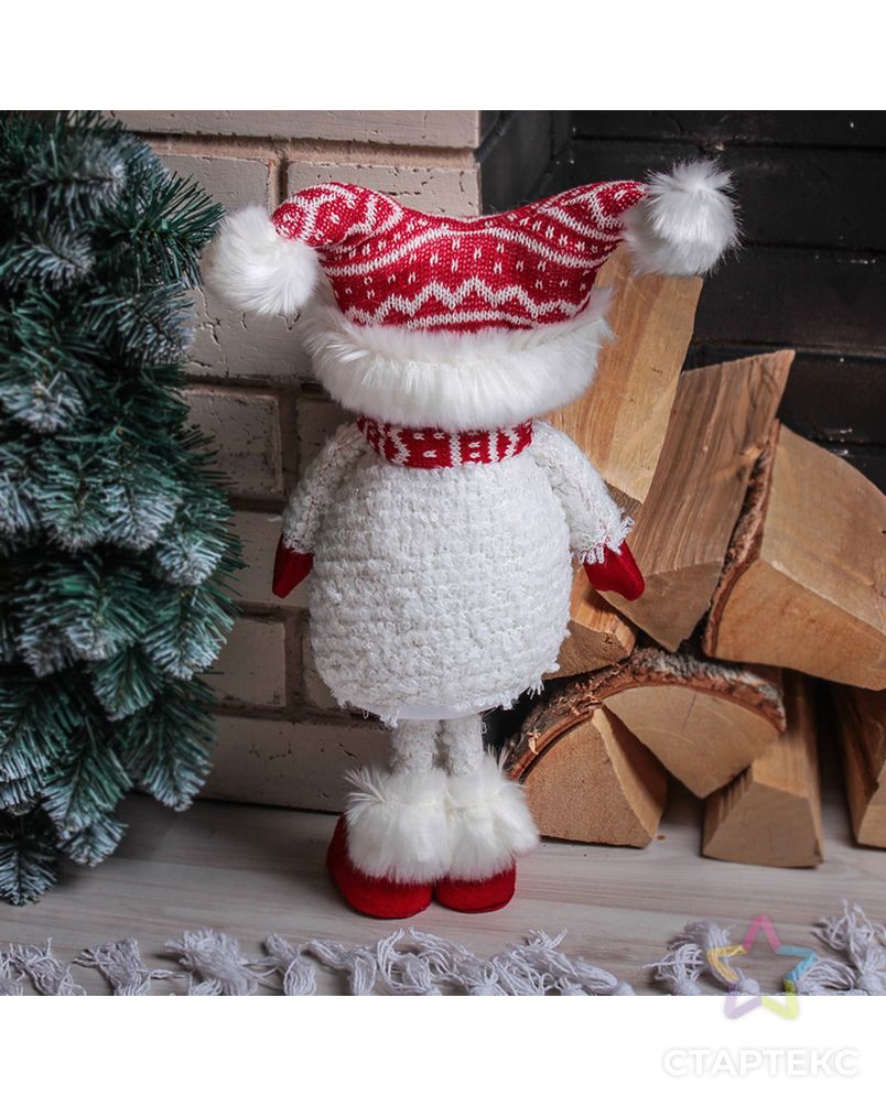 Кукла интерьерная "Снеговик в красной шапочке" 43 см арт. СМЛ-58117-1-СМЛ0003134151