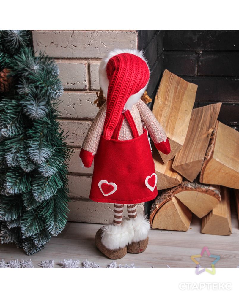 Кукла интерьерная "Девочка в красной юбочке с сердечками" 56 см арт. СМЛ-58119-1-СМЛ0003134154 4