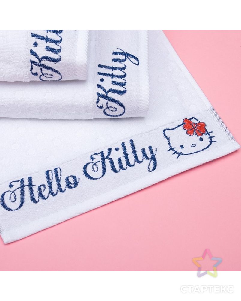 Полотенце детское Hello Kitty 70х130 см, цвет белый 100% хлопок, 400 г/м² арт. СМЛ-21140-1-СМЛ3161346