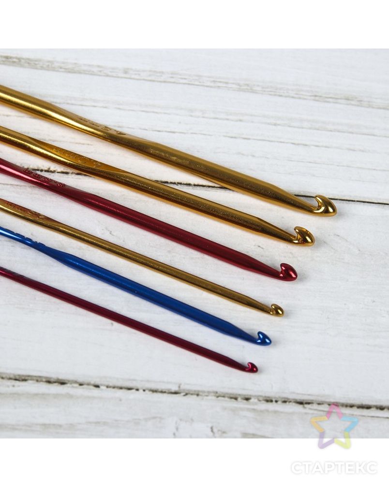 Набор крючков для вязания, d = 2-8 мм, 14,5 см, 12 шт, цвет МИКС арт. СМЛ-7709-1-СМЛ3185214 3