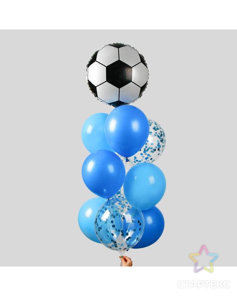 Фонтан из шаров "Футбол", для мальчика, с конфетти, латекст, фольга, 10 шт. арт. СМЛ-56518-1-СМЛ0003217460 1