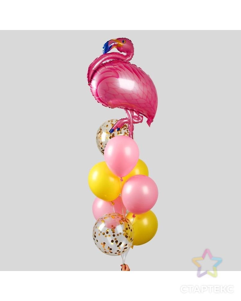 Фонтан из шаров «Фламинго» с конфетти, латекс, фольга,10 шт. арт. СМЛ-56519-1-СМЛ0003217461 1