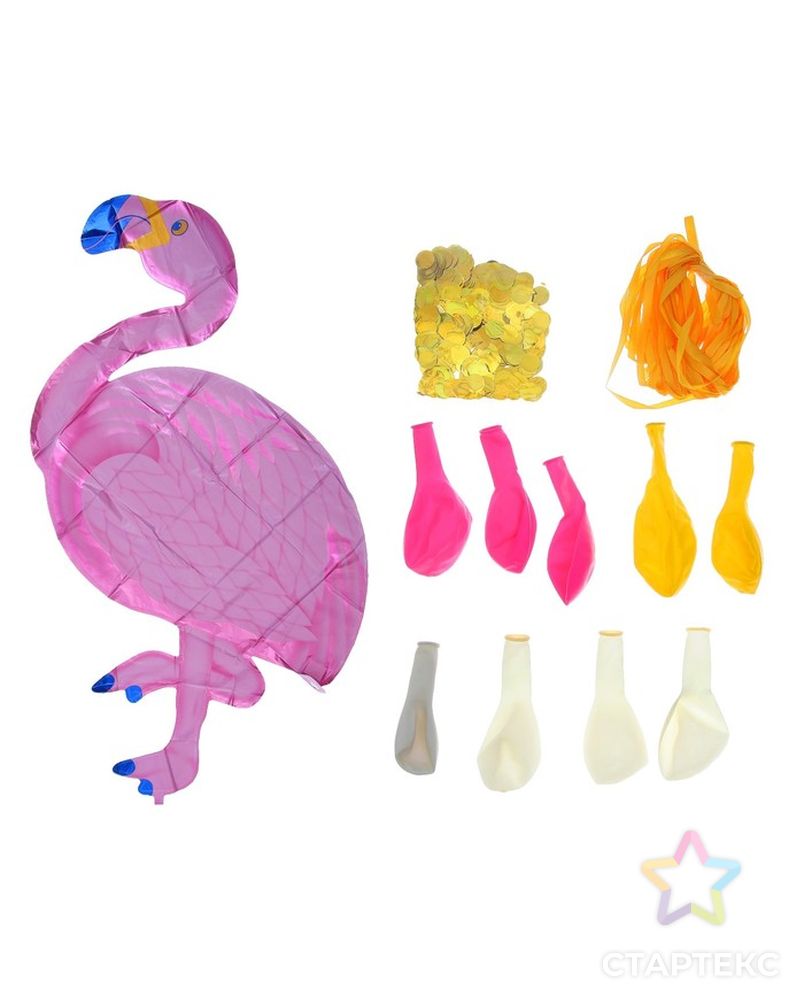 Фонтан из шаров «Фламинго» с конфетти, латекс, фольга,10 шт. арт. СМЛ-56519-1-СМЛ0003217461 2