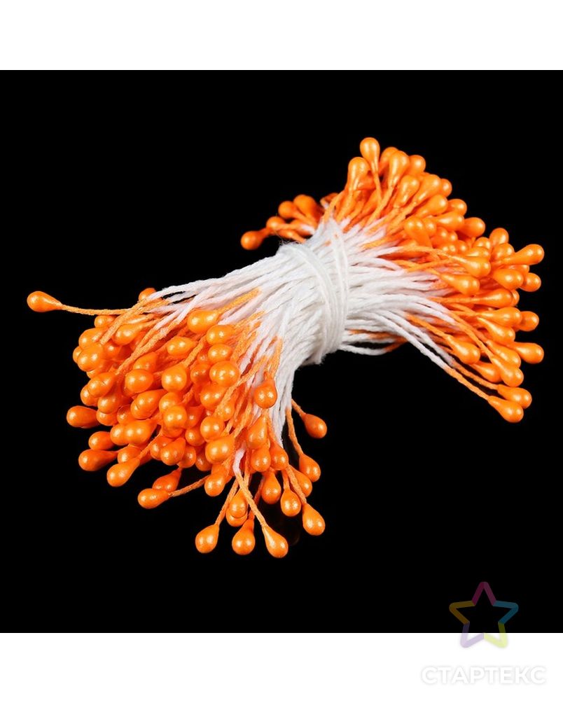 Тычинки для искусственных цветов "Капельки ярко-оранжевые" (набор 130 шт) длина 6 см арт. СМЛ-8060-1-СМЛ3225220 1