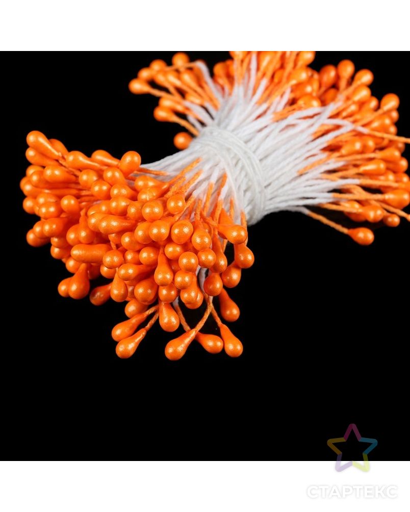 Тычинки для искусственных цветов "Капельки ярко-оранжевые" (набор 130 шт) длина 6 см арт. СМЛ-8060-1-СМЛ3225220 2