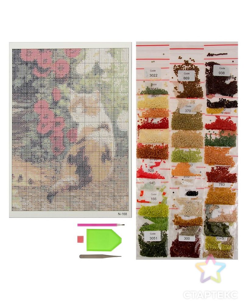 Алмазная мозаика "Кошечка в цветах", 20*28 см, 36 цветов арт. СМЛ-8368-1-СМЛ3247336 2