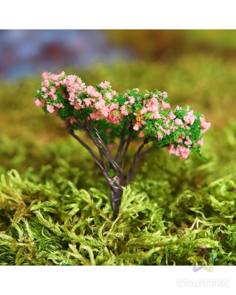 Миниатюра кукольная, набор 2 шт "Дерево" размер 1 шт 2х2х6,5 см, цв.зеленый с розовым арт. СМЛ-8381-1-СМЛ3248042 1