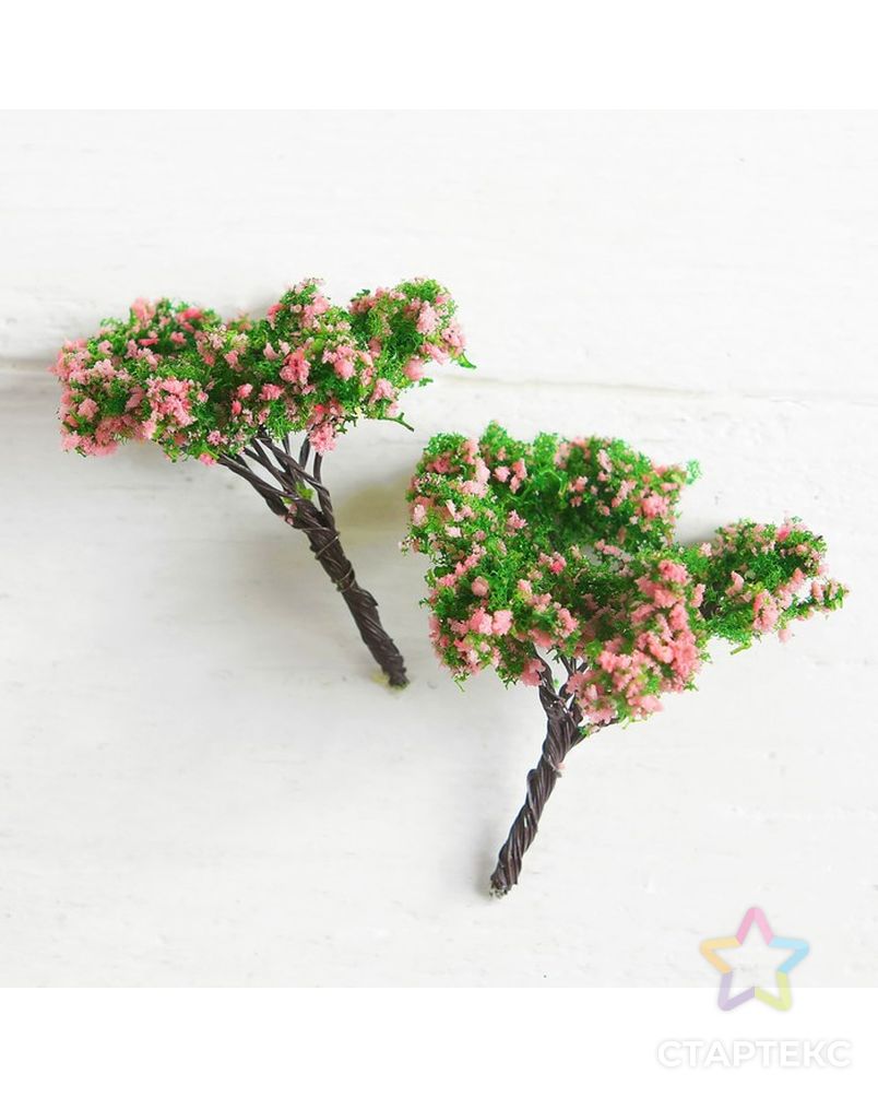 Миниатюра кукольная, набор 2 шт "Дерево" размер 1 шт 2х2х6,5 см, цв.зеленый с розовым арт. СМЛ-8381-1-СМЛ3248042