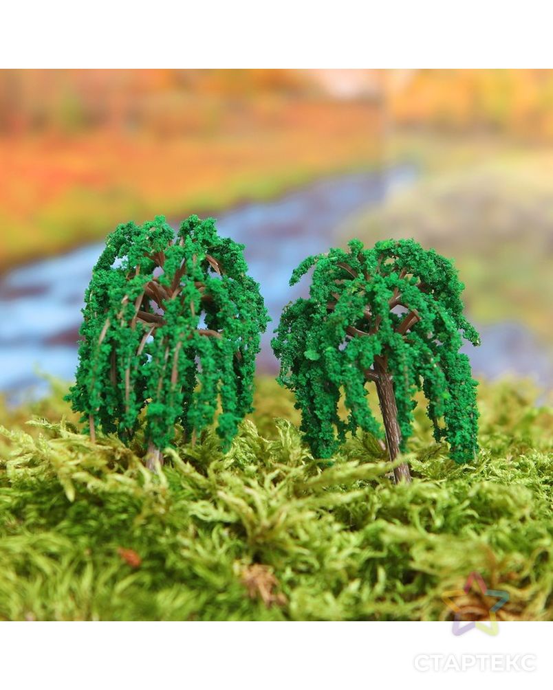 Миниатюра кукольная, набор 2 шт "Дерево" размер 1 шт 3,5х3,5х6,5 см, цв.светло-зеленый арт. СМЛ-8386-1-СМЛ3248053 2