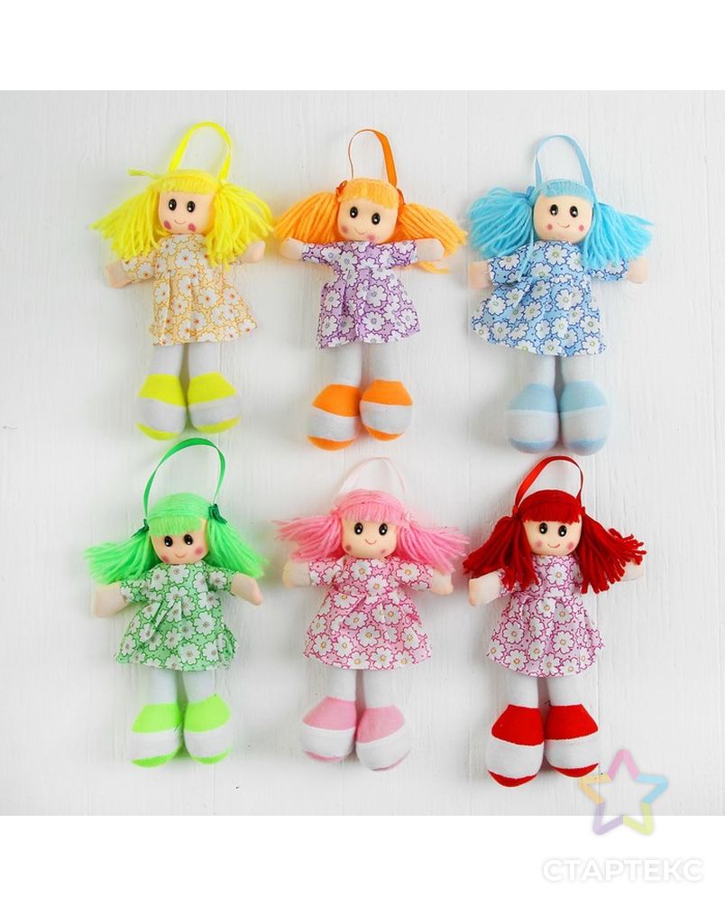 Мягкая игрушка «Кукла», в ситцевом платье, с хвостиками, цвета МИКС арт. СМЛ-48820-1-СМЛ0000324818 3