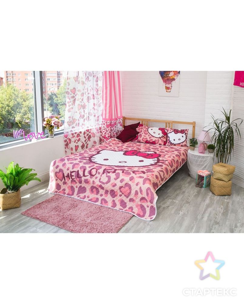 Покрывало Hello Kitty цвет розовый 160х200 см, поплин арт. СМЛ-8437-1-СМЛ3253543 6