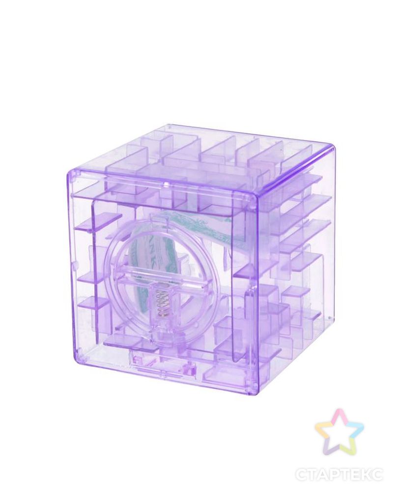 Головоломка «Кубический лабиринт», копилка с денежкой, 9х9х9 см, цвета МИКС арт. СМЛ-48910-1-СМЛ0000326170 1