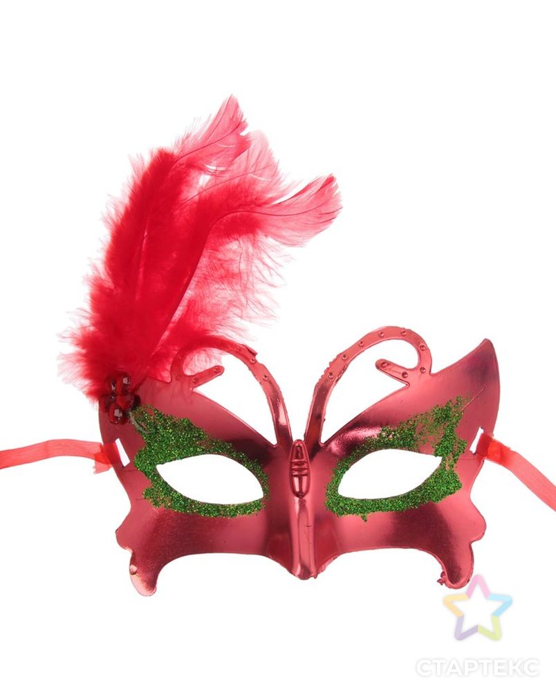 Карнавальная маска «С пером», цвет МИКС арт. СМЛ-48960-1-СМЛ0000327281 1