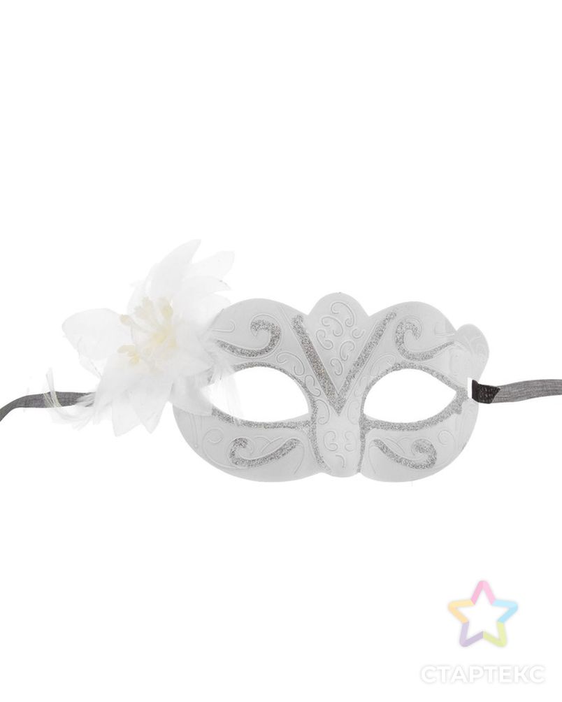 Карнавальная маска с узором, с цветком, цвет белый арт. СМЛ-154726-1-СМЛ0000327475 1