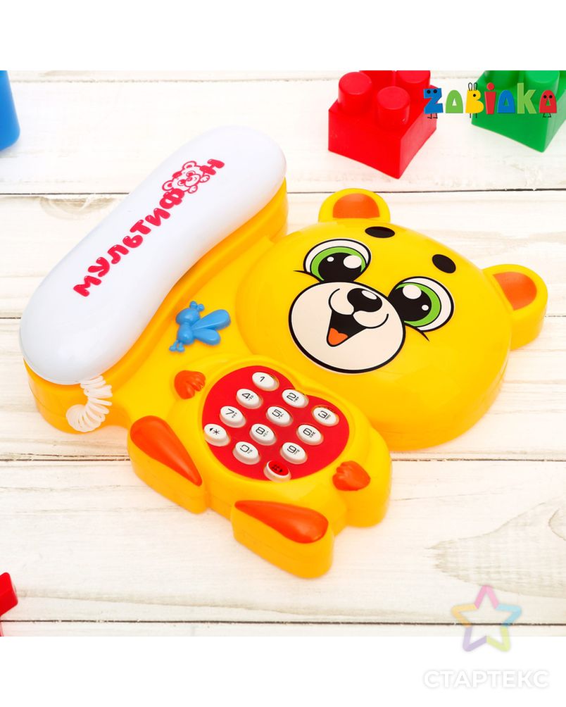 Телефон стационарный «Мишка», русская озвучка, работает от батареек, цвет оранжевый арт. СМЛ-58062-1-СМЛ0003279486 2