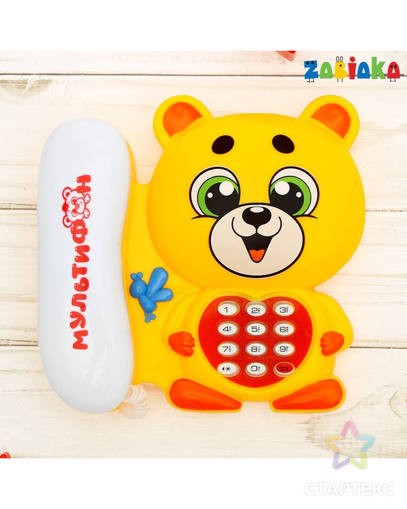 Телефон стационарный «Мишка», русская озвучка, работает от батареек, цвет оранжевый арт. СМЛ-58062-1-СМЛ0003279486 3