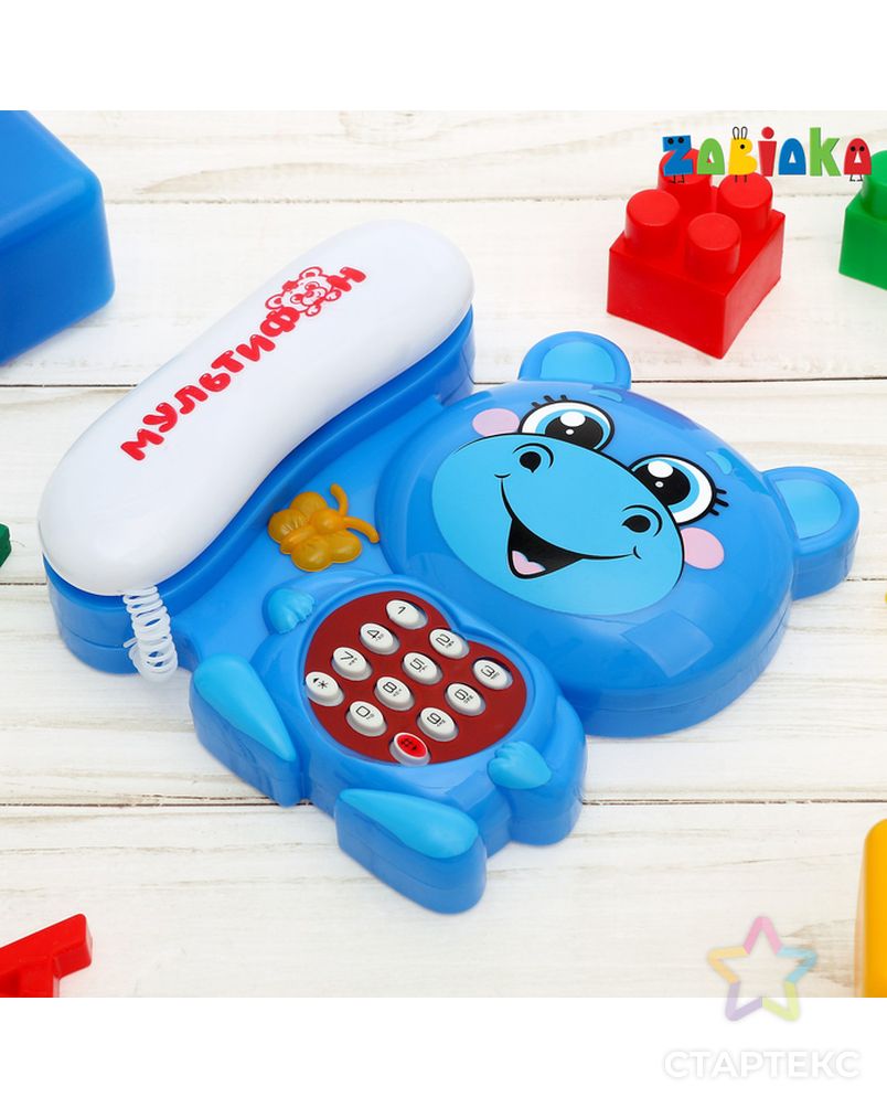 Телефон стационарный «Бегемотик», русская озвучка, работает от батареек, цвет голубой арт. СМЛ-58064-1-СМЛ0003279488 2