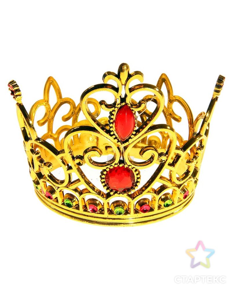 Корона на резинке «Принцесса», с двумя рубинами, золотистая арт. СМЛ-100721-1-СМЛ0000328010 1