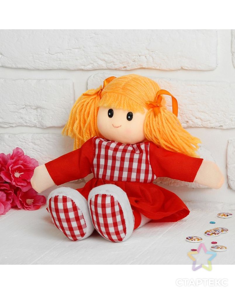 Мягкая игрушка кукла платье в клетку с воротничком, цвета МИКС арт. СМЛ-120507-1-СМЛ0000328066 1