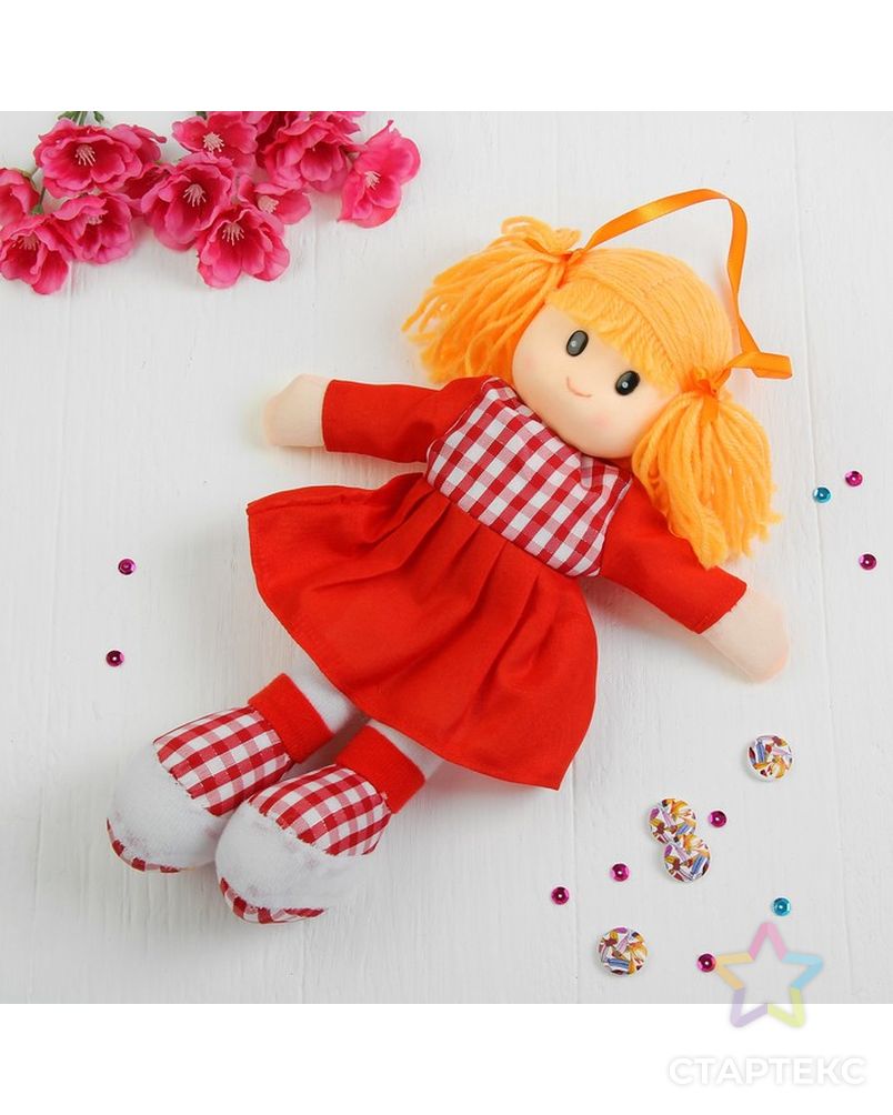 Мягкая игрушка кукла платье в клетку с воротничком, цвета МИКС арт. СМЛ-120507-1-СМЛ0000328066 2