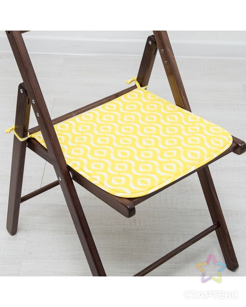 Подушка на стул «Этель» Серпента жёлтый 40х40, с завязками рогожка 160 г/м², 100% хлопок арт. СМЛ-8710-1-СМЛ3289394 1