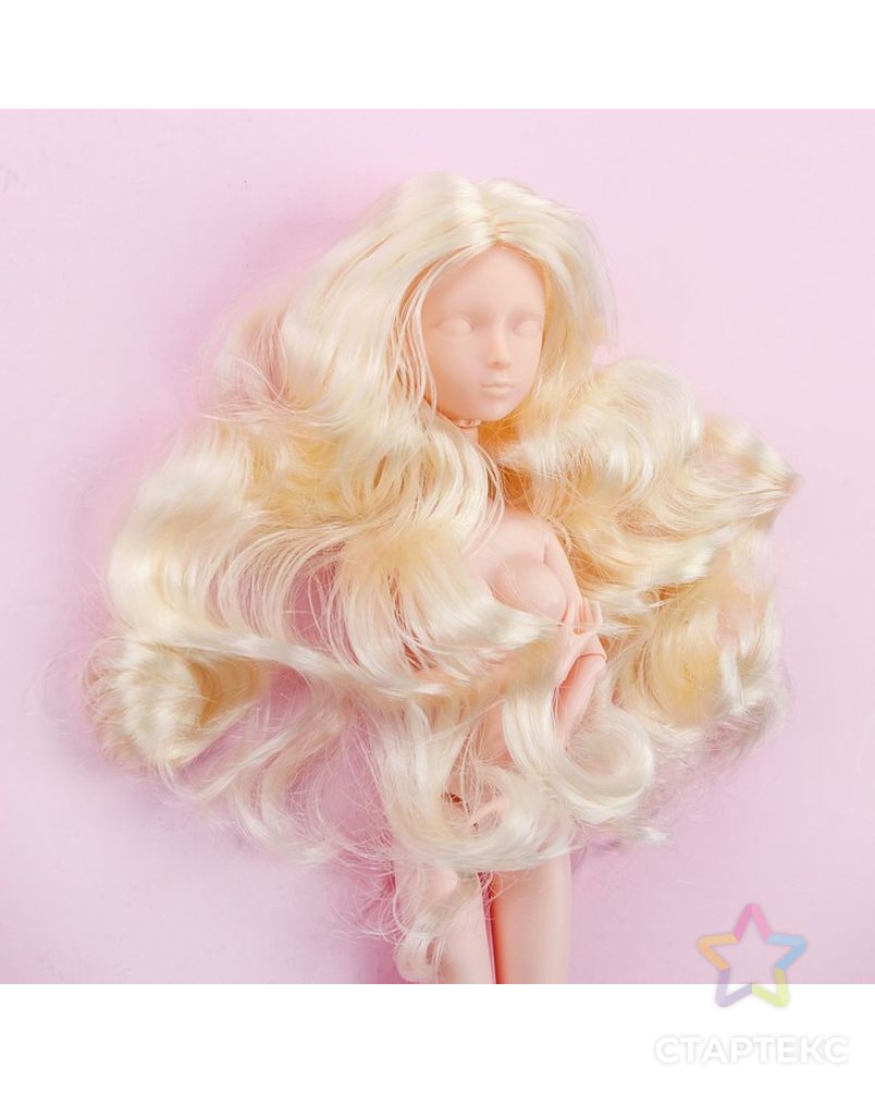 Голова для изготовления куклы, волосы "Кудри" блондинка арт. СМЛ-8826-1-СМЛ3296530 2
