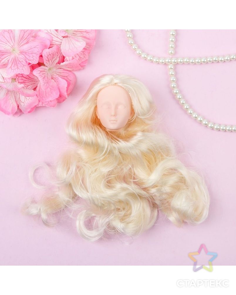 Голова для изготовления куклы, волосы "Завитки" блондинка арт. СМЛ-8827-1-СМЛ3296531
