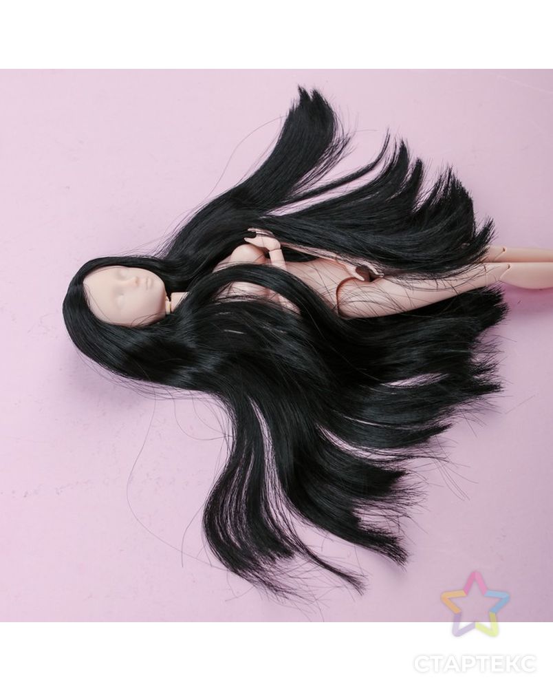 Голова для изготовления куклы, форма лица - круг, волосы "Прямые" брюнетка арт. СМЛ-8829-1-СМЛ3296533